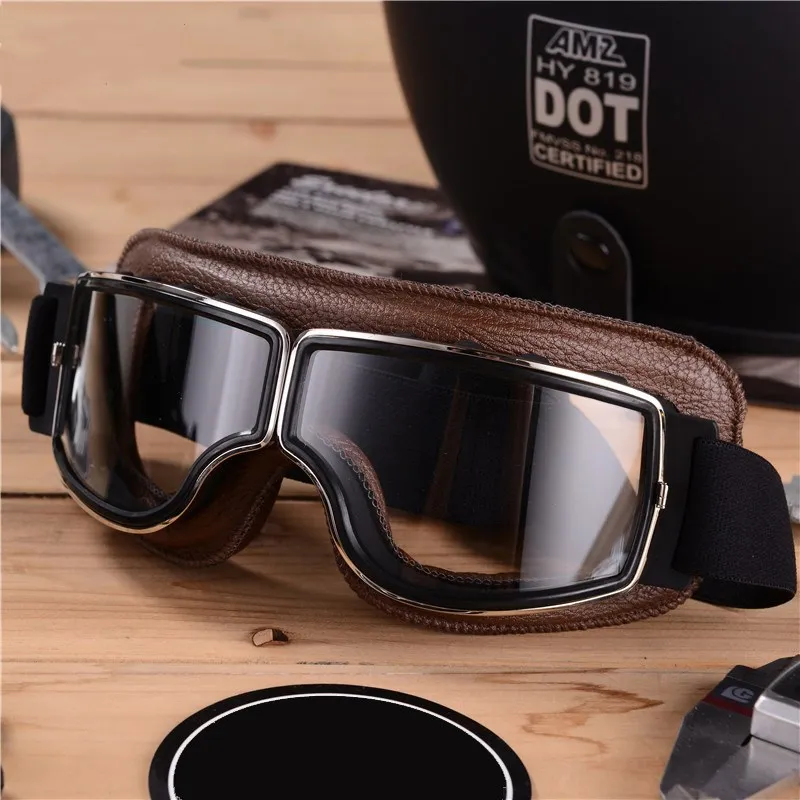 

Motorcycle Goggles Glasses Vintage Moto Classic Goggles for Harley Pilot Steampunk ATV Bike Copper Helmet