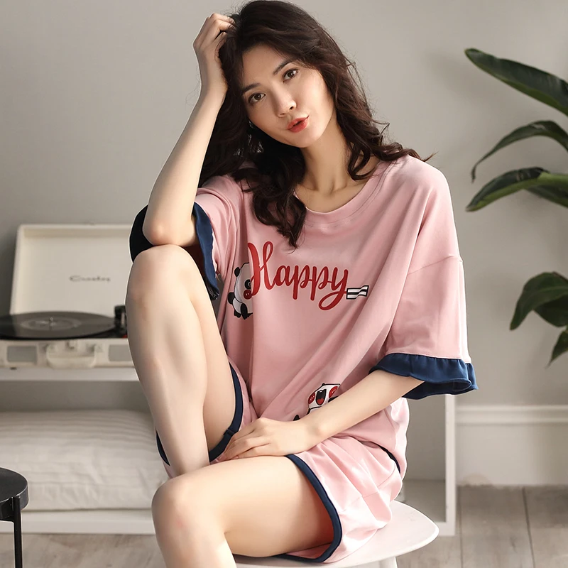 Пижамный комплект BZEL Женский домашняя одежда розового цвета с для сна рисунком