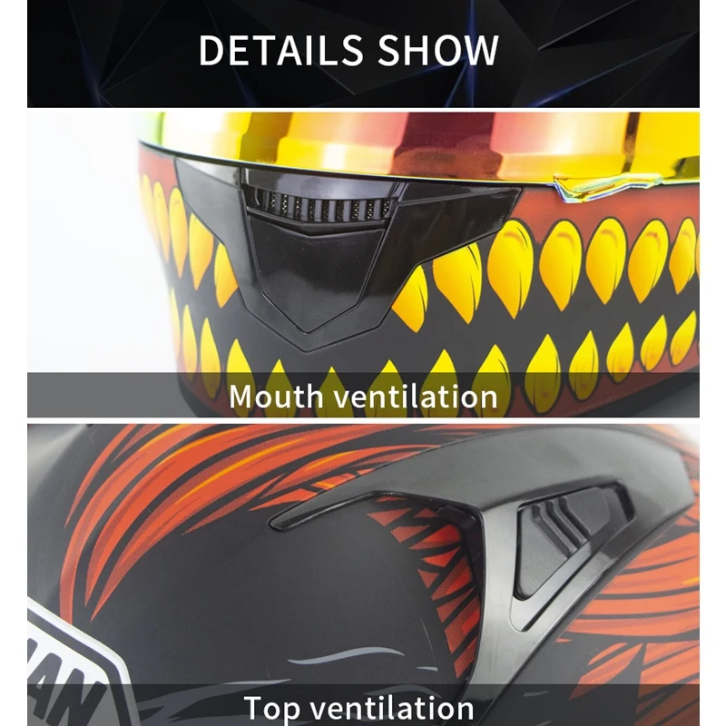 Мотоциклетный шлем с полным лицевым золотистым красным козырьком Casco Moto Racing Casque