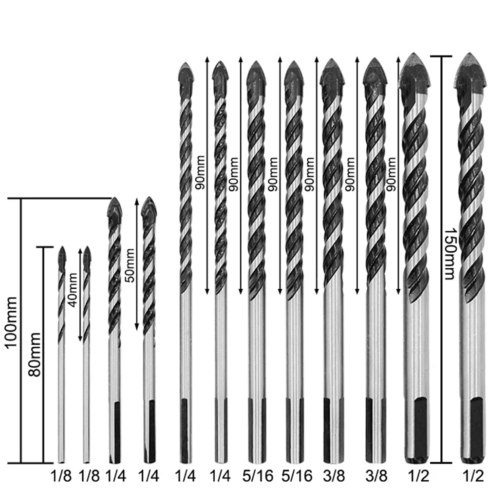 

12Pcs/Set Drill Bit Multi Purpose Carbide Tip Drill Bit Set Special Pear Head Drill Bits For Tile Brick Ceramic Woodworking Tool