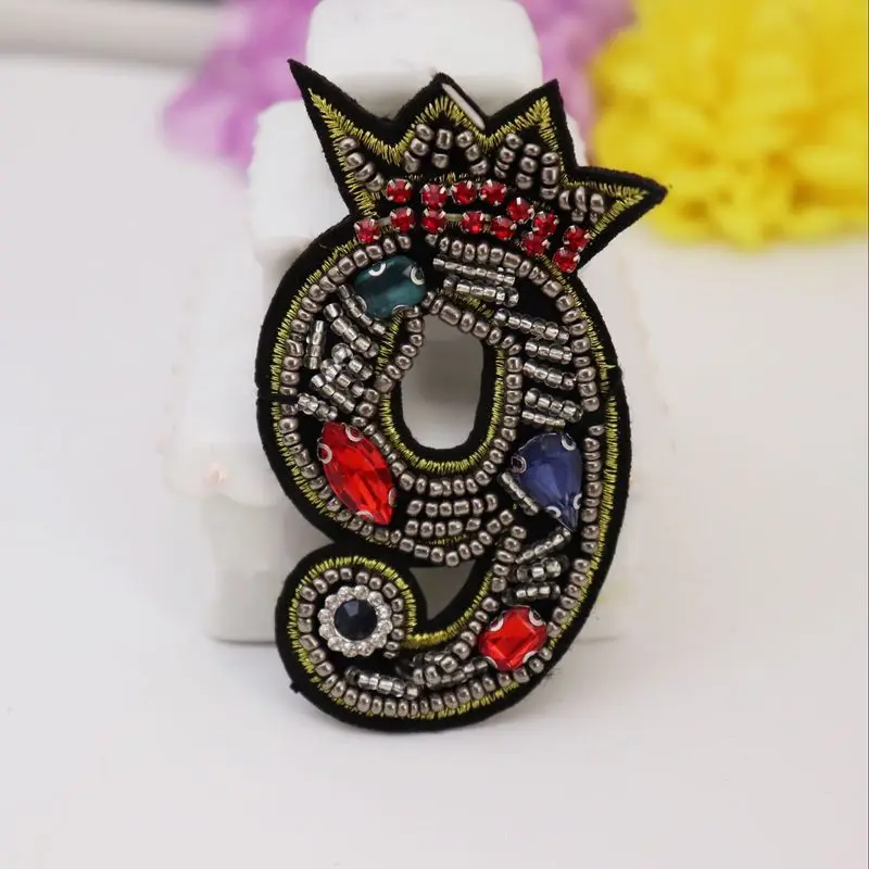 0-9 1 шт. Стразы с вышитыми цифрами нашивки вышитым утюгом на нашивке для одежды