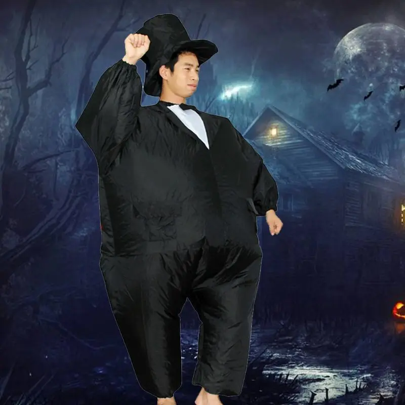 Костюм для взрослых полных мужчин черный деловой костюм надувной Забавный