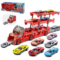 8 mini cars kids large toys vehicles race car toys transport car carrier truck loaded craft kit for children christmas fun gift