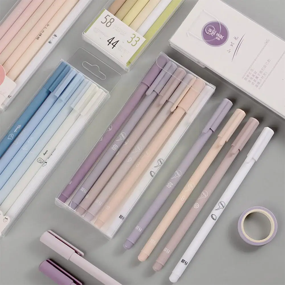 

6pcs/set Creative Cute Morandi Series Simple And Fresh Note Gel Nib Student Gel 0.5mm Diary Pen Pen Kawaii Supplies Quick-d O5D8
