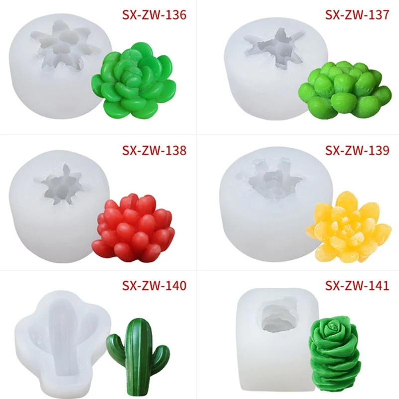 

Big Size Succulent Plants Fondant Cake Silicone Mold Cactus DIY Aroma Gypsum Plaster Silicon Mould Candle Molds