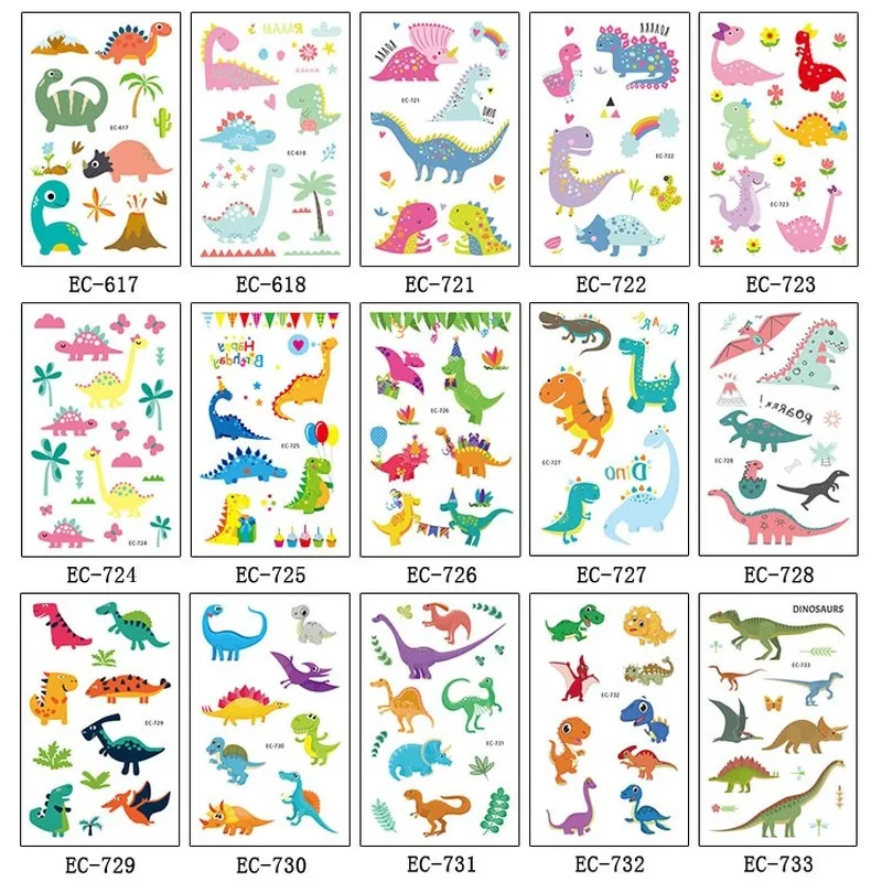 

Tattoo Sticker Cute Cartoon Unicorn Dinosaur Waterproof Temporary Tattoo for Kid Cute Fake Children Body Art Christmas Gift