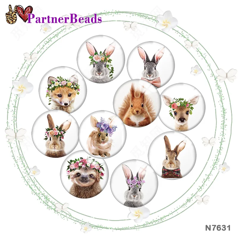 

happy easter rabbit 12mm//18mm/20mm/25mm Round photo glass cabochon demo flat back Making findings PartnerBeads N7631