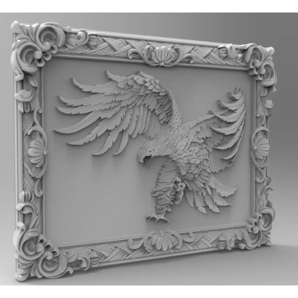 

3d-файл модели STL для фрезерного станка с ЧПУ, рельефный станок для резьбы, рамка Artcam Aspire с орлом