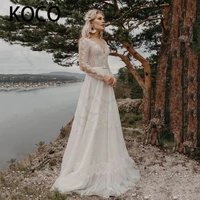 macdugal wedding dresses 2021 vintage tulle beach bride gown boho long sleeve appliques vestido de novia civil women skirt