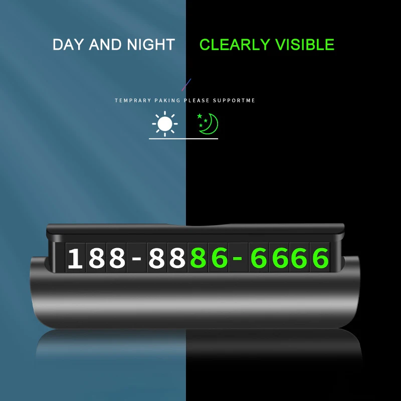 Universal Luminous Temporary Car Parking Card Telephone Number Magnetic Adsorption Design Phone Plate Sticker |