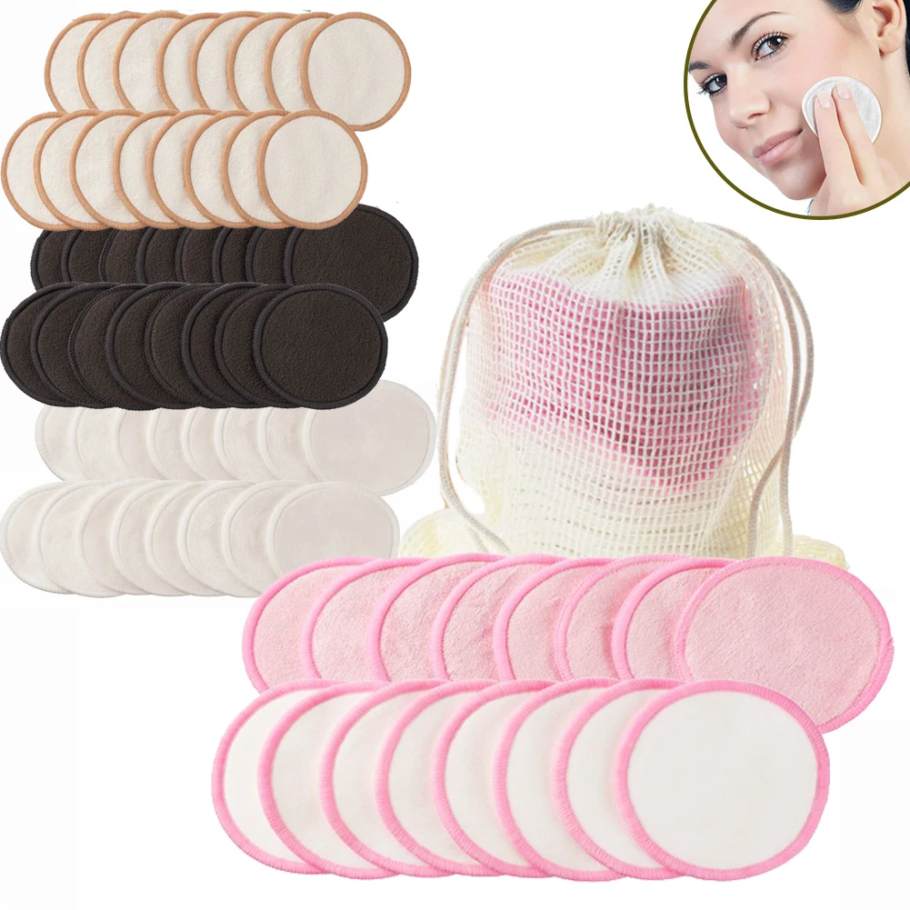 

8/16PCS Reusable Bamboo Cotton Pads Washable Natural Makeup Remover Pads Facial Cleaning Beauty Tool Pink Cleaning Accessories