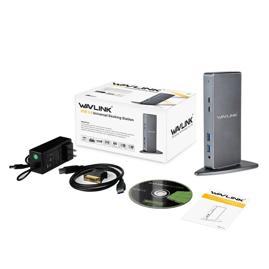 Wavlink USB 3,0 Универсальная док-станция для ноутбука из алюминиевого сплава двойной видео HDMI DVI Gigabit Ethernet расширение/зеркало видео режим - Цвет: AU plug
