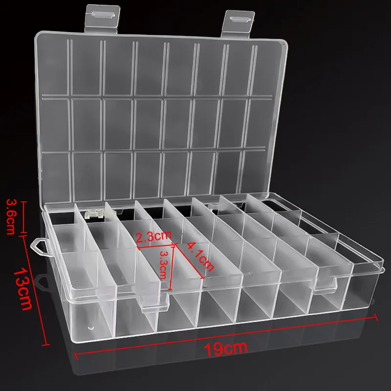 

Practical 24 Grids Compartment Plastic Storage Box Jewelry Earring Bead Screw Holder Case Display Organizer Container