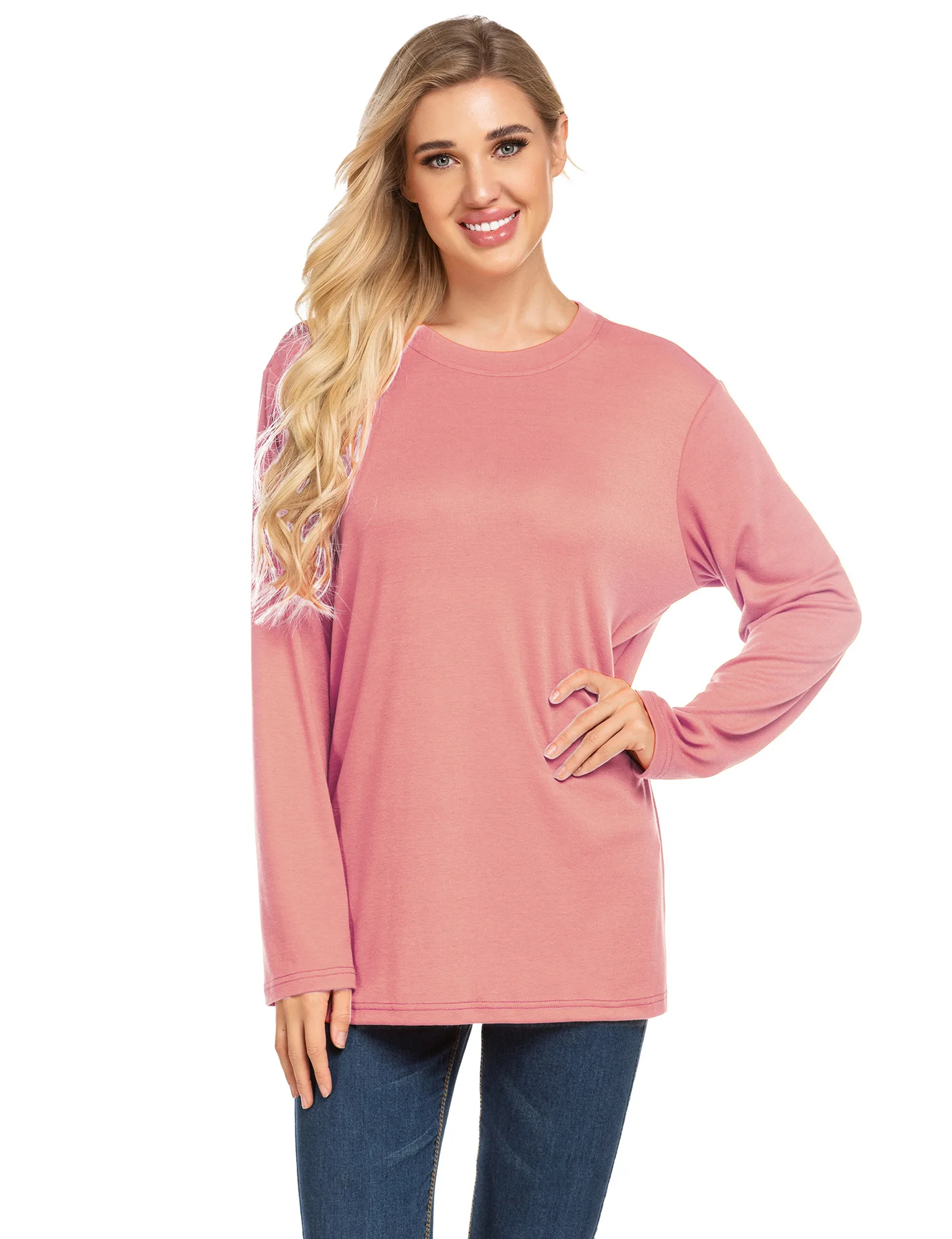 2020 Hot Sale Basic Underwear Thickened Fleece Long Sleeve T-Shirt Women Loose | Женская одежда