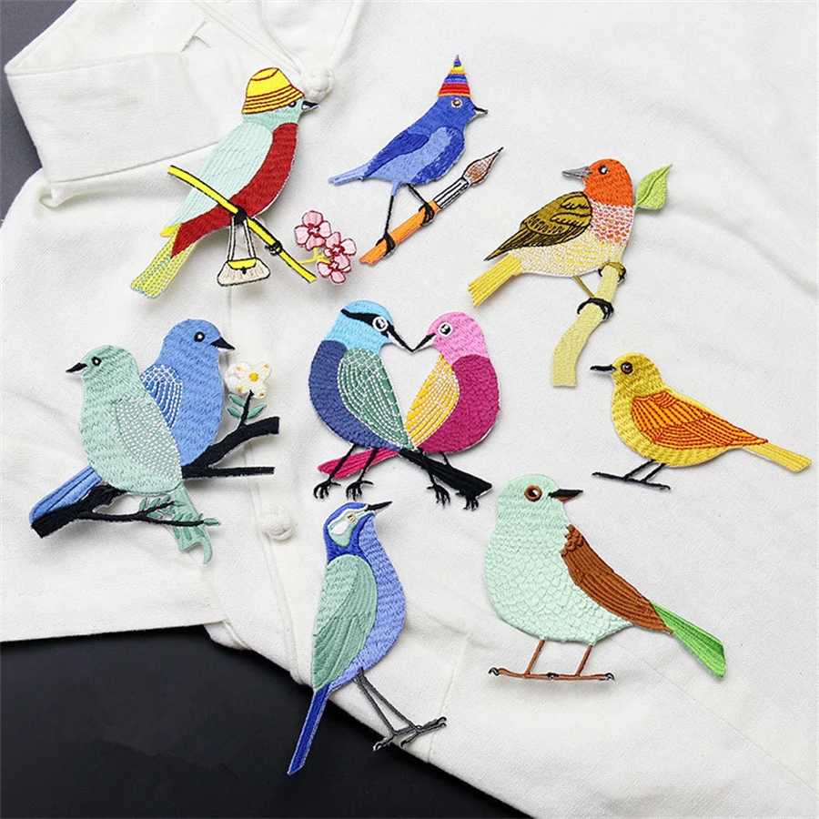 Maxsin Fun 1PC Cartoon Cute Kiss Birds Patch Decals Clothes Dress Embroidery Make Up Small Iron On Stickers DIY | Дом и сад