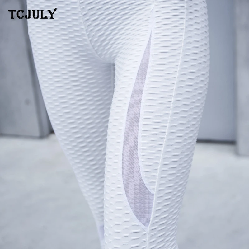 TCJULY сетчатые Лоскутные однотонные леггинсы пуш-ап с высокой талией эластичные