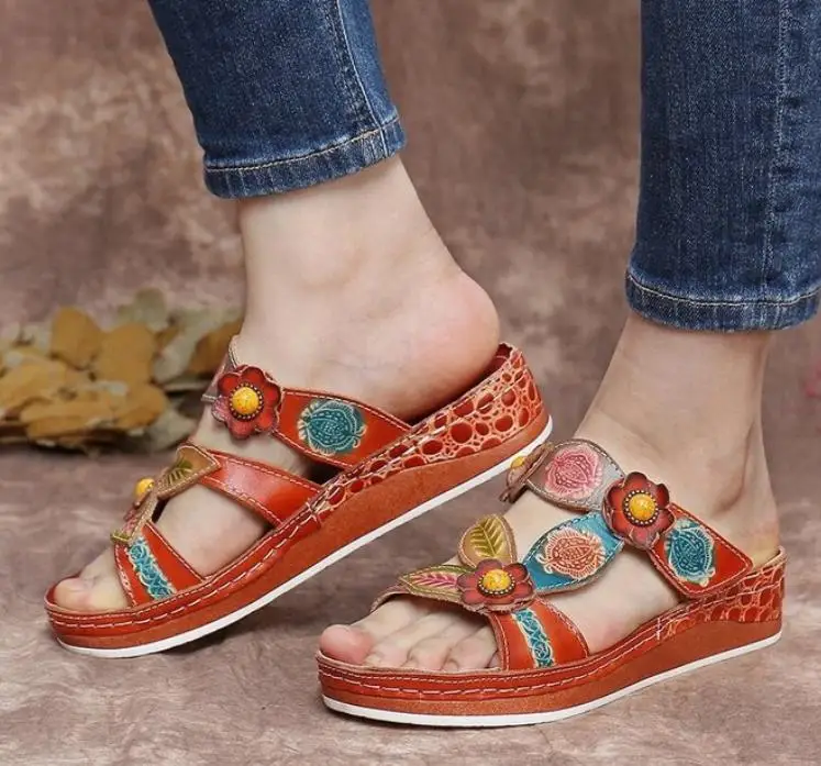 

2021 Women Flat Sandals Buckle Strap Summer Ladies Slides Comfortable Home Beach Slip On Wedges Shoes Plus Female Slippers