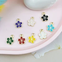 10pcslot enamel five petal flower shape charms fashion earrings bracelets pendants handmade diy jewelry materials
