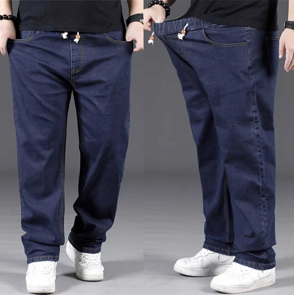 New Fashion Loose Baggy Jeans Men Casual Denim Pants Straight Trousers Warm Fleece Jeans Plus Size 7XL 8XL Hiphop Harem Jeans