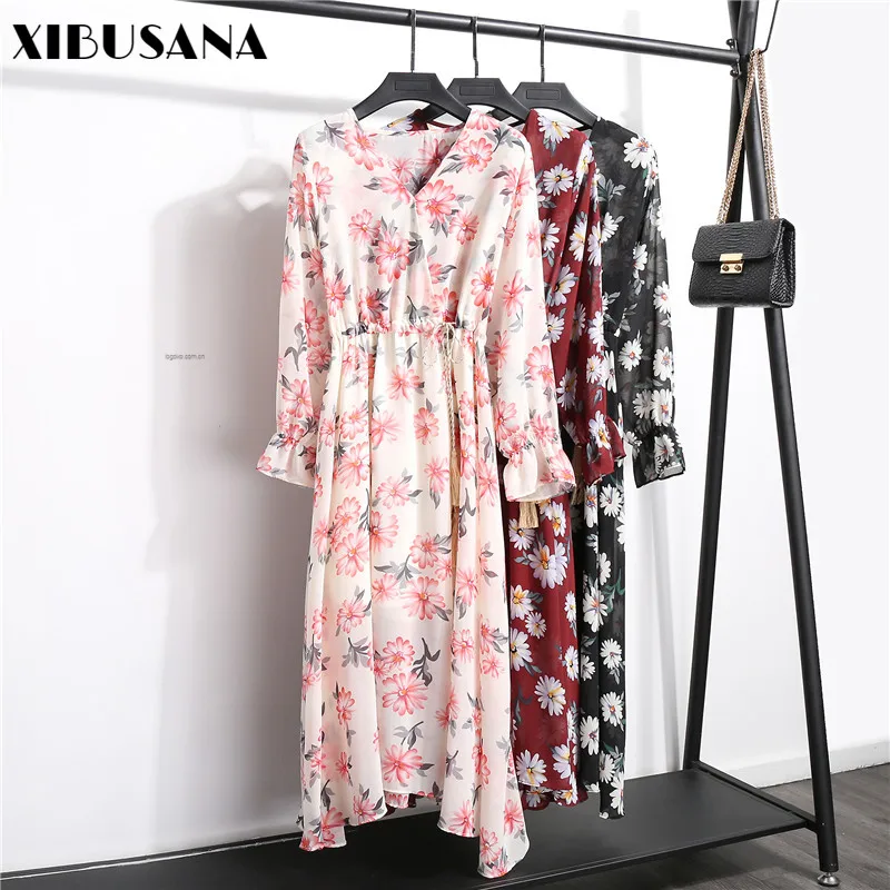 Женские шифоновые платья Новинка весна-лето 2020 модное женское платье с V-образным