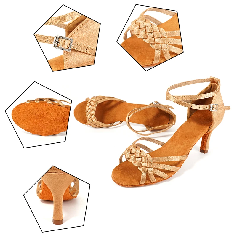 Hipposeus девочек Туфли для латинских танцев женская обувь без шнурков бальных Танго