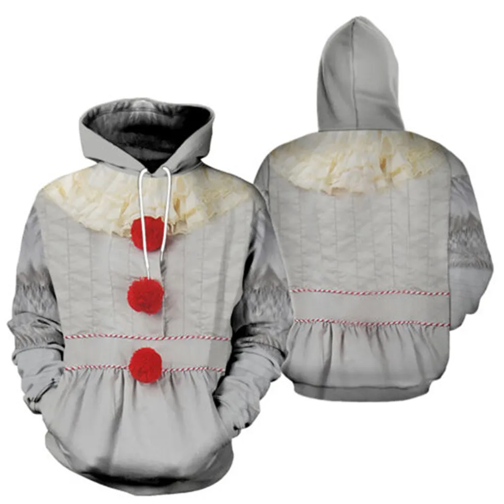 

Cosplay Horror IT Chapter Two 3D Print Hooded Sweatshirts Men Women Fashion Casual Funny Pullover IT Clown Print Pattern Hoodies