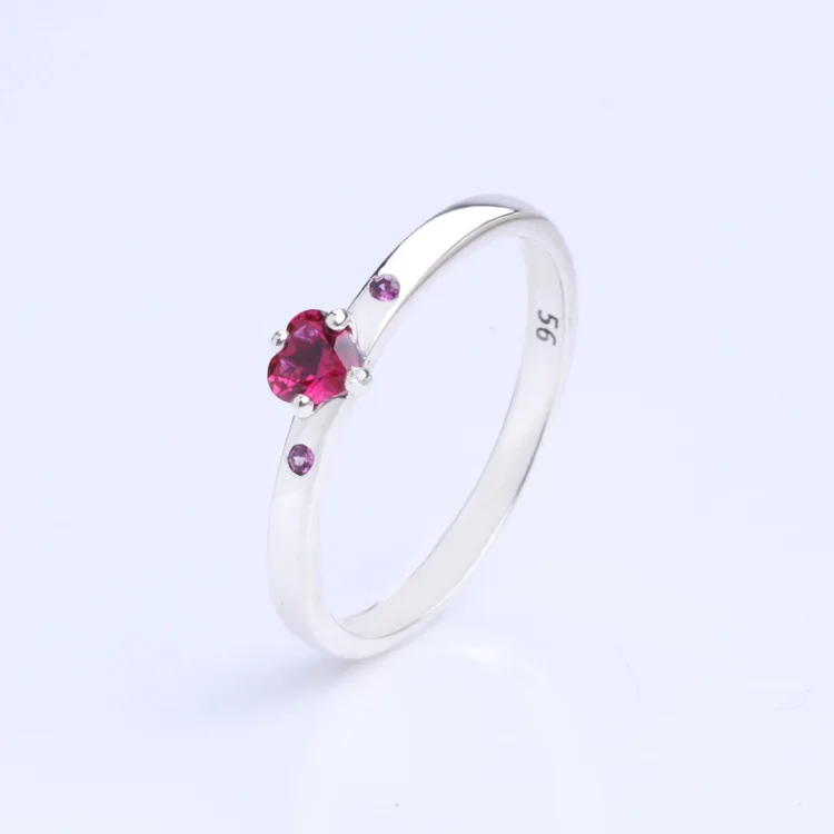 

Claudia Authentic 925 Sterling Silver Shiny Rose Zircon Red Heart Ring For Women Female Original Jewelry