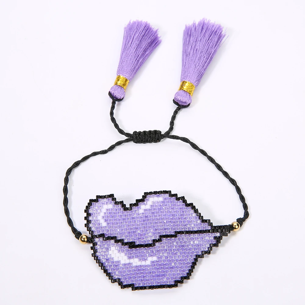 MI-B0010L-Z SHINUSBOHO поцелуй браслет с губами для женщин большой глаз pulseira feminina Шарм Miyuki бисера бахромой ткацкий станок браслет мужчин MIYUKI ювелирные изделия - Окраска металла: MI-B0010L-Z