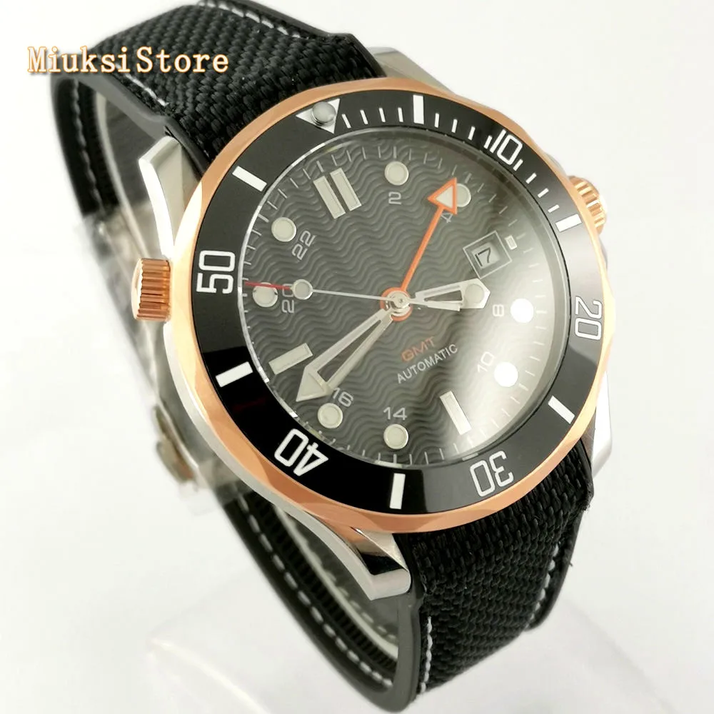 Bliger 41 мм сапфировое стекло керамический Безель Черный стерильный циферблат