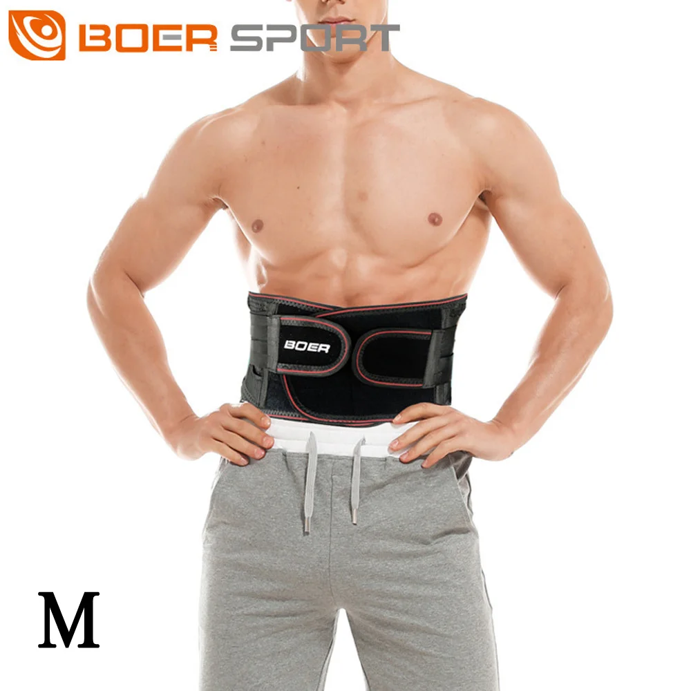 

BOER Unisex Elastic Training Lumbar Abs Support Belt Brace Pain Relief Black
