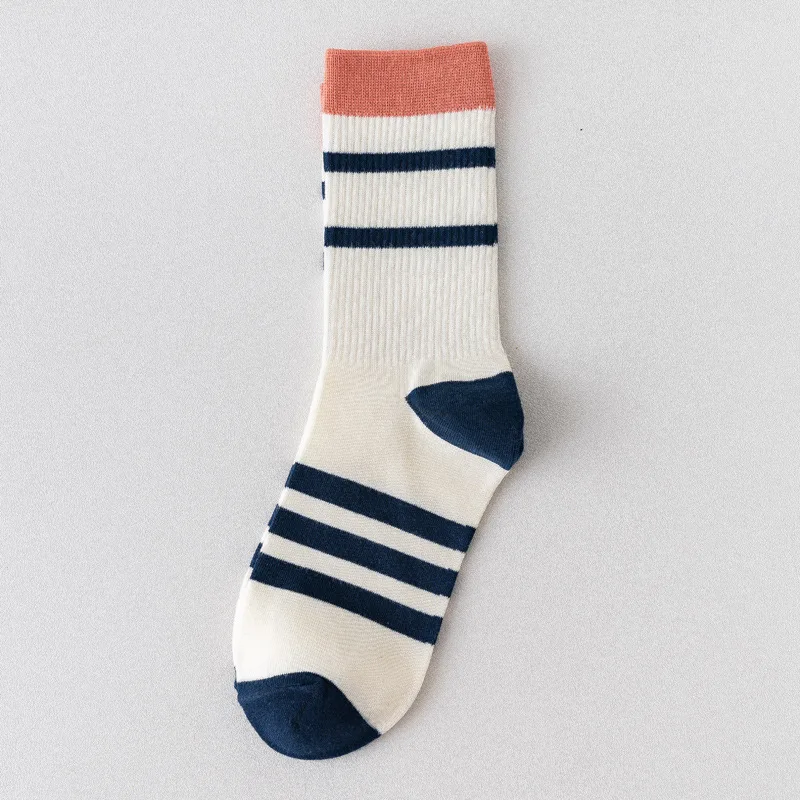

Striped Sock Women Patchwork Girl Socks Middle Tube Soft Sox Trend Classic High Quality Couples Spring Summer European Avocado