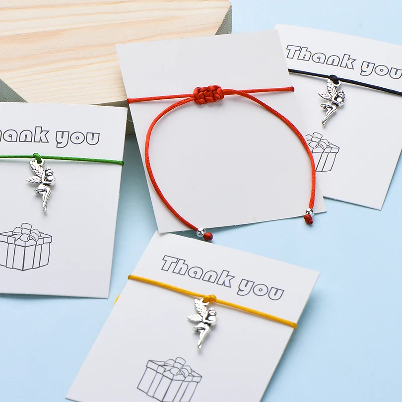 IYOE Wish Card Thank You Чарм "Фея" браслеты для женщин девушек ручной тканый счастливый красный браслет с огранкой и Висячие Подарочные ювелирные изделия