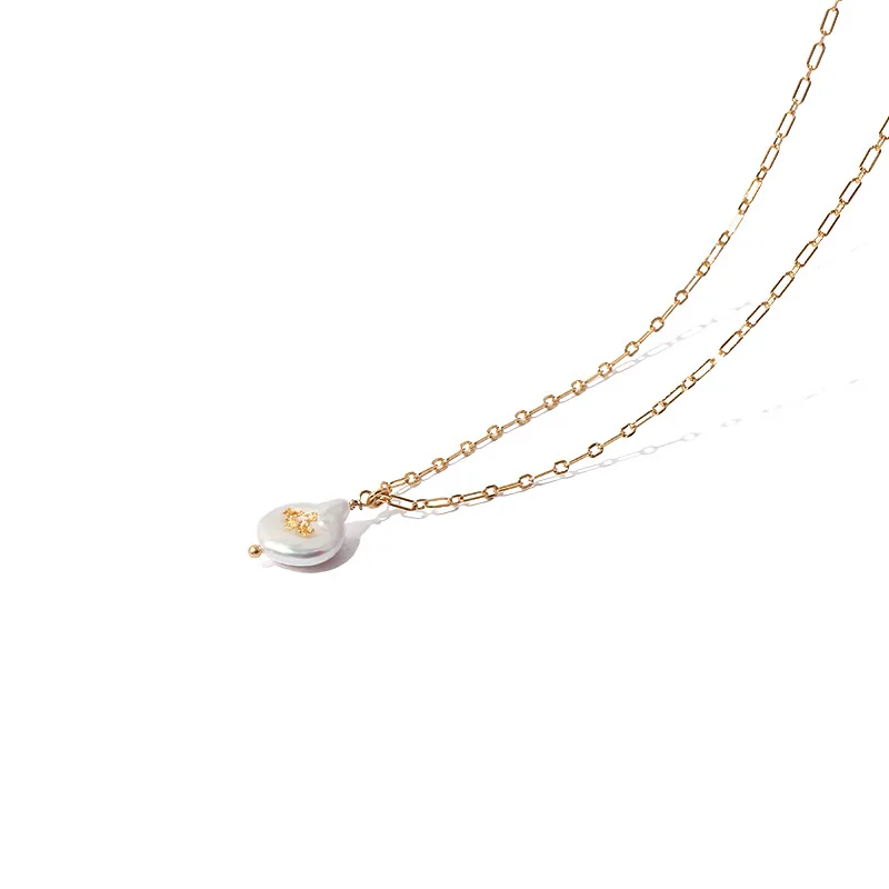 

2021 New Baroque pearl pendants necklace simple design elegant charm pearl necklace for women Fine jewelry 46cm