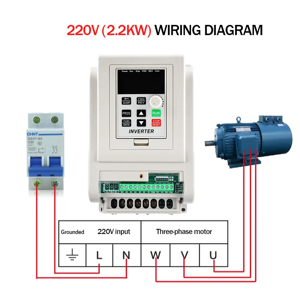 Inversor Monofásico Vfd 220v kw 4kw 2hp3hp Conversor de Frequência Controle de Velocidade do Eixo Inversores e Conversores