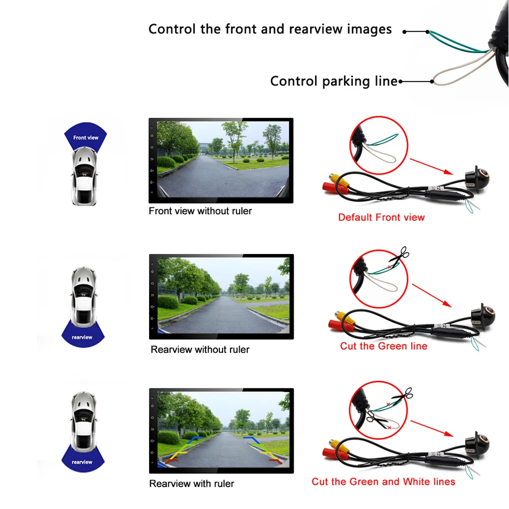 

HD night vision waterproof car camera front/rear view reversing image fisheye lens 170 degrees for Android display Universal
