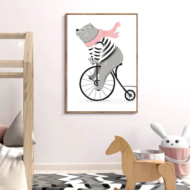 Настенная картина для детской комнаты с животными большим медведем Постер в