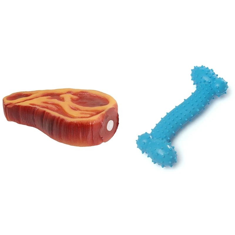Прочная резина для жевания зубов в форме говяжьего стейка Красного/бледно