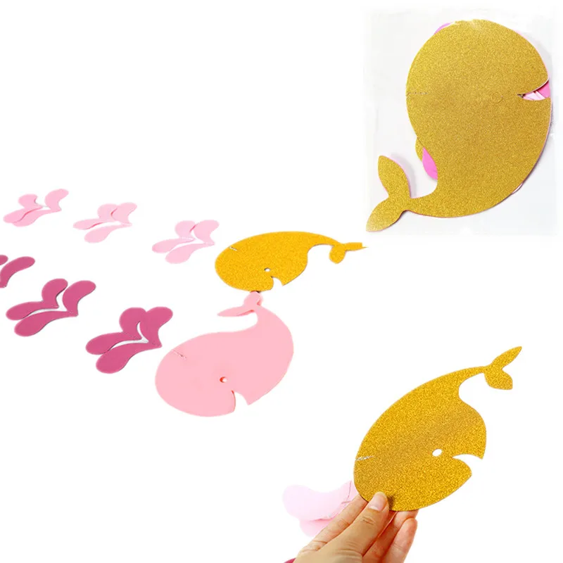 3 звёздочки розовый золотой синий Кит блестящий бумажный баннер подвесные