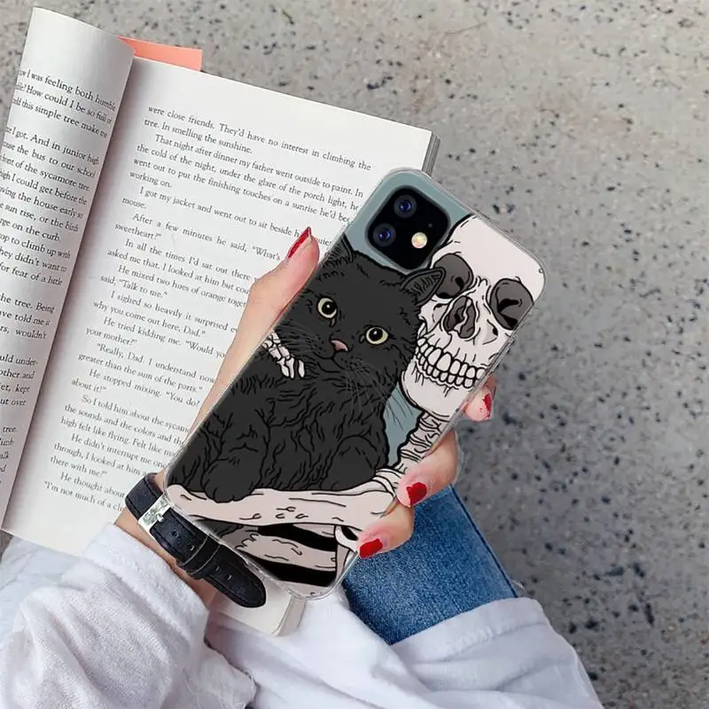 

Cute Cartoon Skull Cat Phone Case For iphone 12 5 5s 5c se 6 6s 7 8 plus x xs xr 11 pro max mini