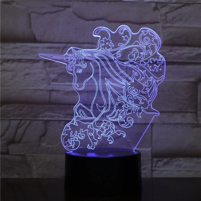 7 Colors Changeable Единорог дикая лошадь пони Терион Мифические животные 3D лампа 7 цветов Светодиодные ночные лампы для детей сенсорные светодиодные Usb настольные лампы Ночник - Испускаемый цвет: 7 Colors Changeable