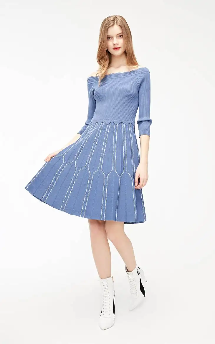 Vero Moda женское платье в полоску с вырезом лодочкой 3/4 рукавами | 319146533
