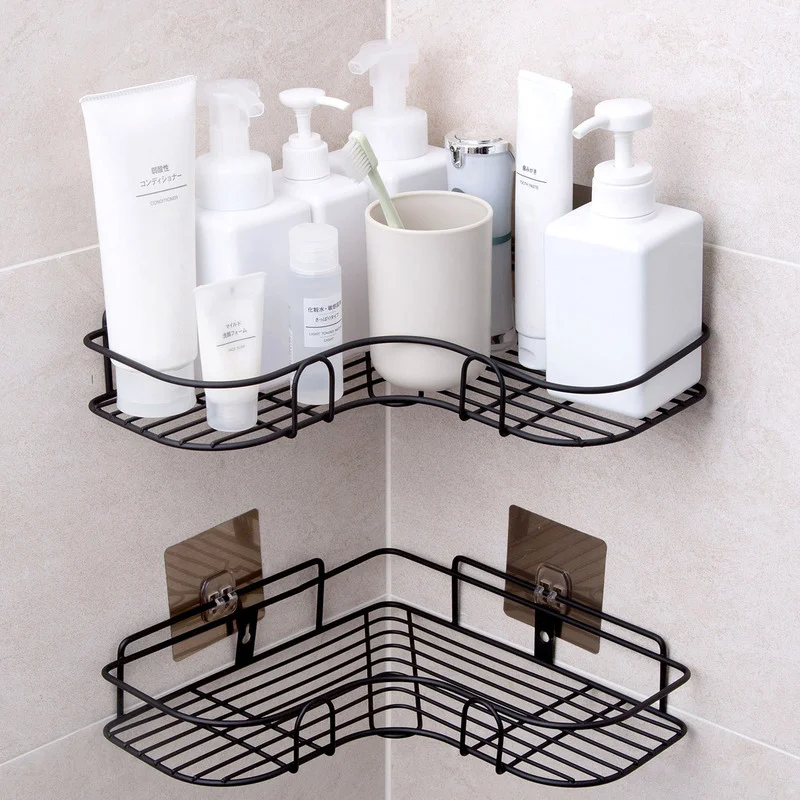 

Kitchen Accessories Bathroom and Kitchen Corner Wrought Iron Triangle Shelf Corner Storage Rack Free Punch Bathroom Accessories