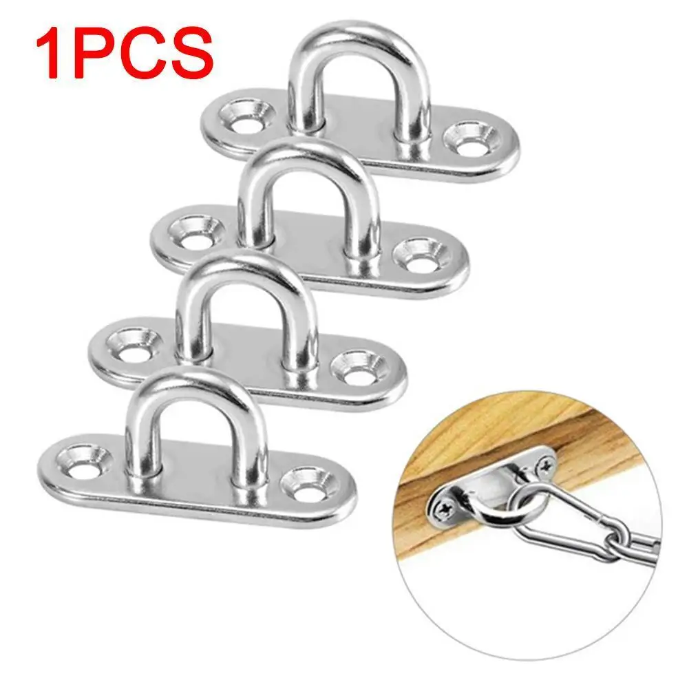 

4 шт. стальная продолговатая накладка глаз пластина Скоба кольцо крючок петля U-образный дизайн винты крепление крючок вешалка