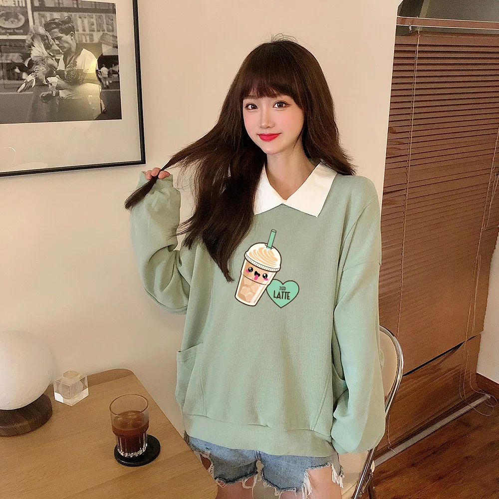 

Женский свитшот с длинным рукавом, винтажный хлопковый пуловер в стиле 90-х, свободного покроя