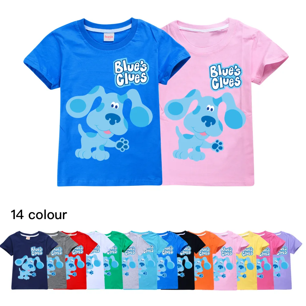 Blues Clues Shirt Cotton Teenage Kids T Shirt Dogs Toddler Shirts Boys Graphic Tee Toddler Girls Tops School Children Clothes 10