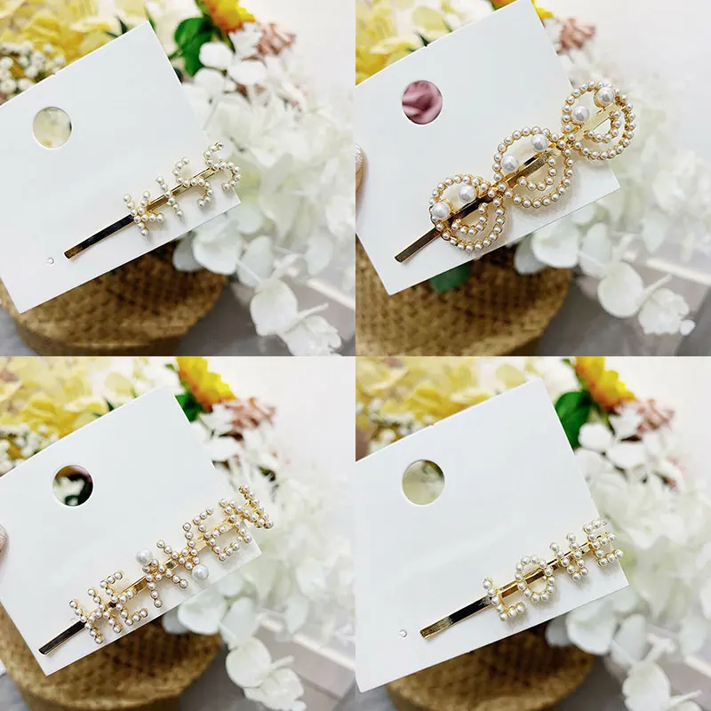 Женская элегантная заколка для волос с геометрическим жемчугом имитация в