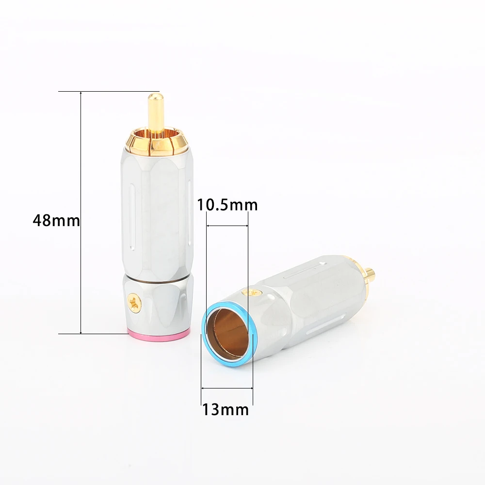 High Quality Audiocrast 24K gold Plated RCA Audio Plug Analogue Cable Connector HIFI 10mm cable rca plug | Электроника