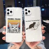 cartoon cat clear phone case for iphone 11 12 pro xs max x xr 8 7 se20 6plus funny skull pet shockproof soft silicon cover coque