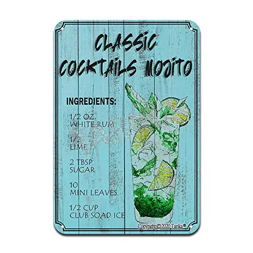 

Classic Cocktails Mojito Cocktail Ingredients Iron Poster Painting Tin Sign Vintage Wall Decor for Cafe Bar Pub Home Beer Decora