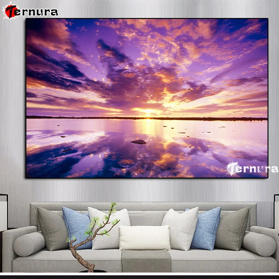 

5D Diamond Embroidery Sunset seascape clouds Diy diamond mosaic Home Decor Full Square Diamond Painting Rhinestones Handicraft